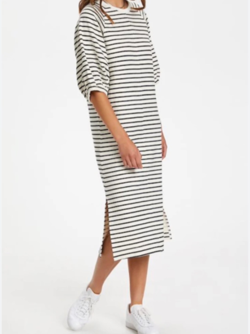 Soaked in Luxury French Breton Style Striped Midi Dress Size M